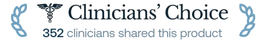 Logo for 'Clinicians' Choice' with laurel wreaths on a white background